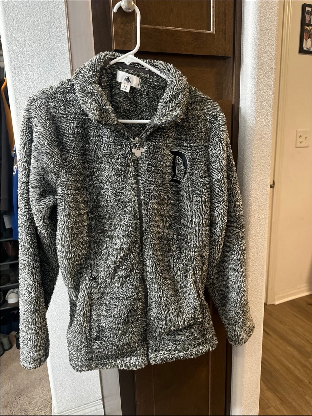 Disney Gray Plush Faux-Fur Zip Puffer Jacket